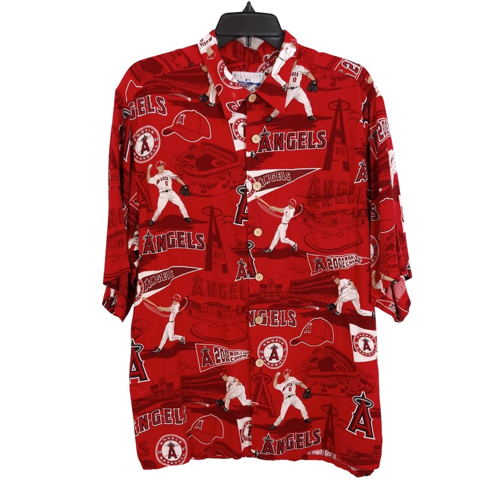 Vintage Reyn‎ Spooner Anaheim Angels 2002 World Series Champions Shirt XL *READ*